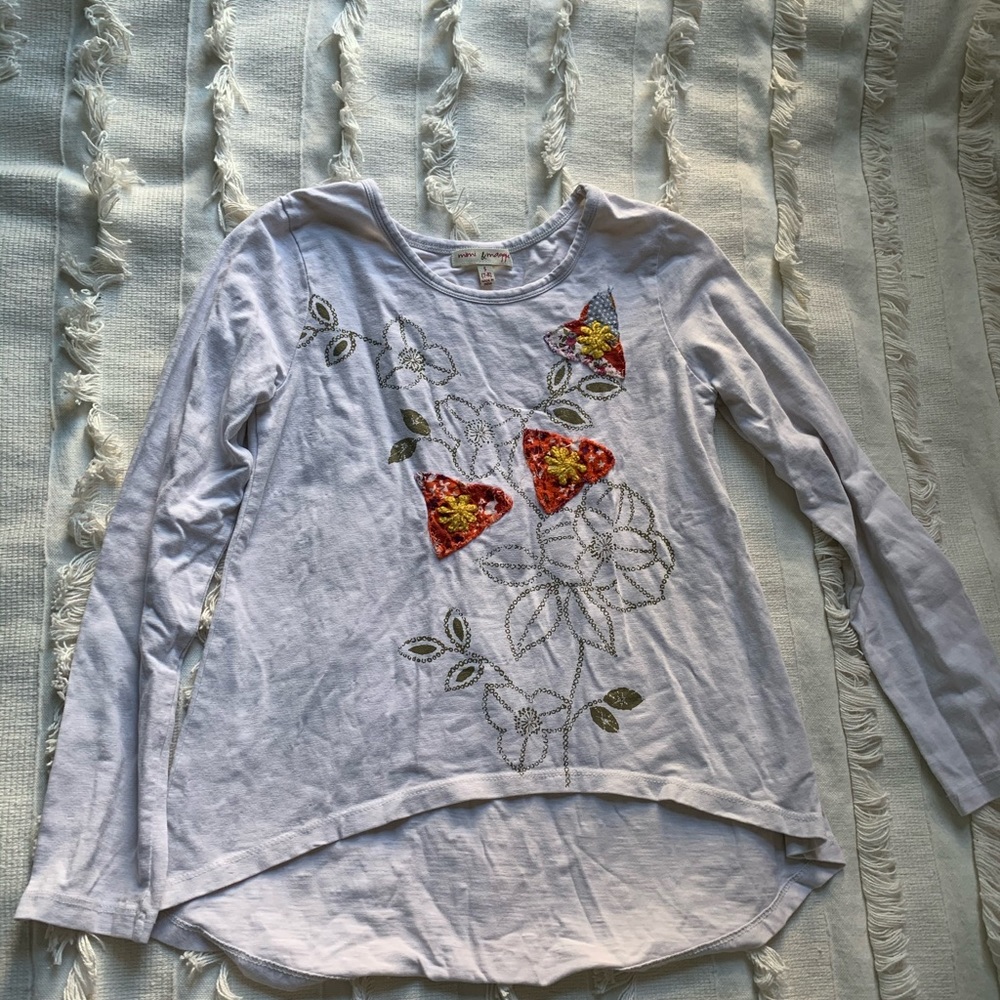 Mimi & Maggie Long sleeve hi-lo top, S (7-8)